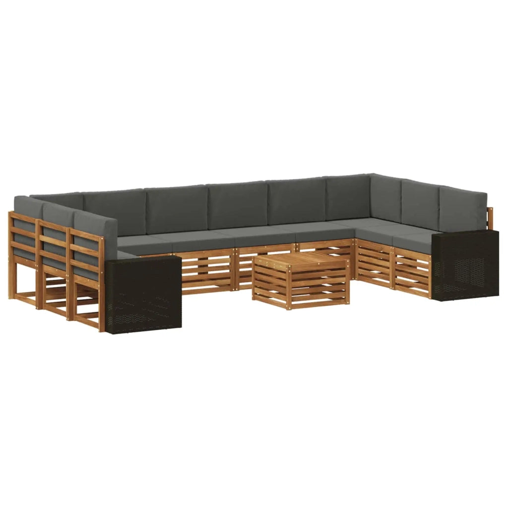 Set di divani da esterno 11 pcs Naturale e Antracite Poliestere