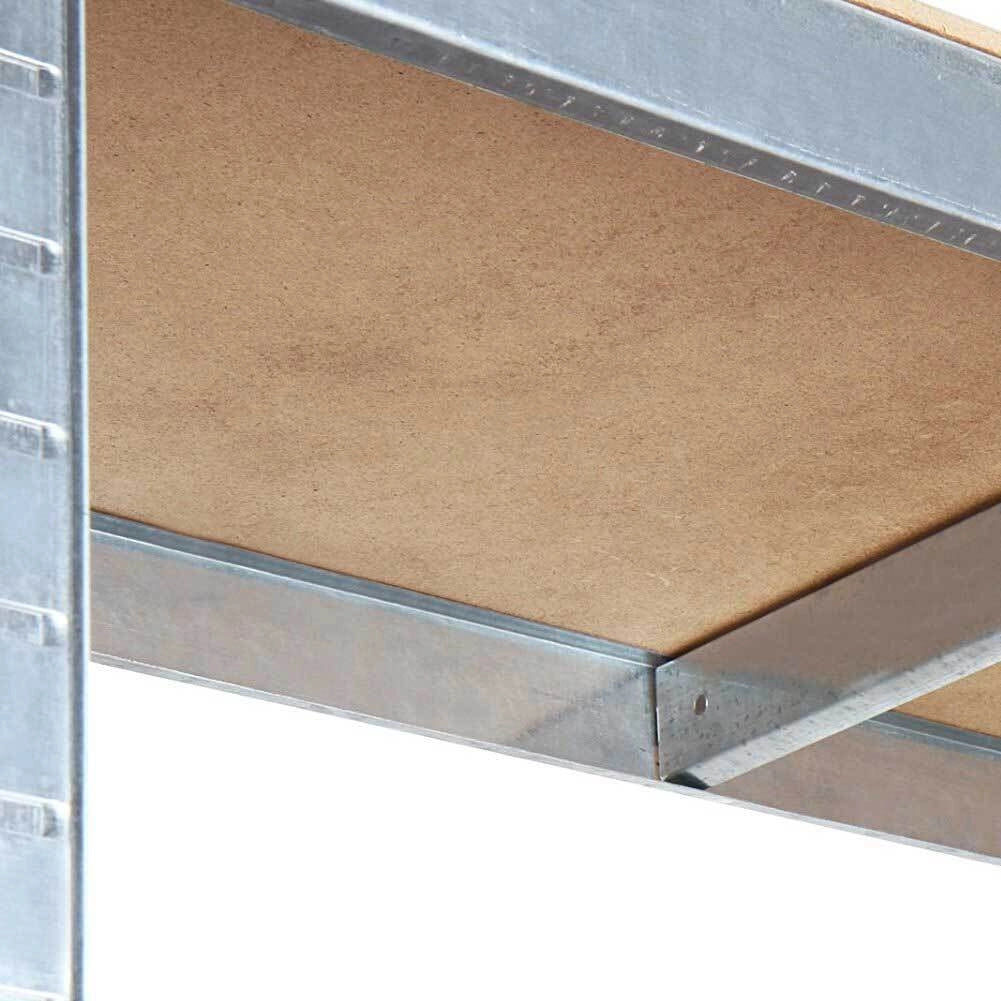 Scaffale 5 Ripiani Metallo e Legno 180x75cm Carichi Pesanti Scaffalatura Zincata