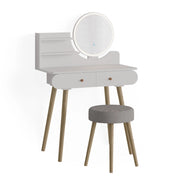 Vicco Tavolo da toeletta Bianco 80 cm con illuminazione LED e sgabello