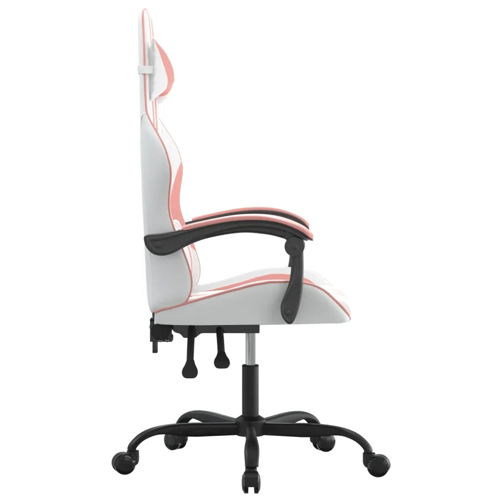 Sedia da Gaming Girevole Bianco e Rosa in Similpelle 349528