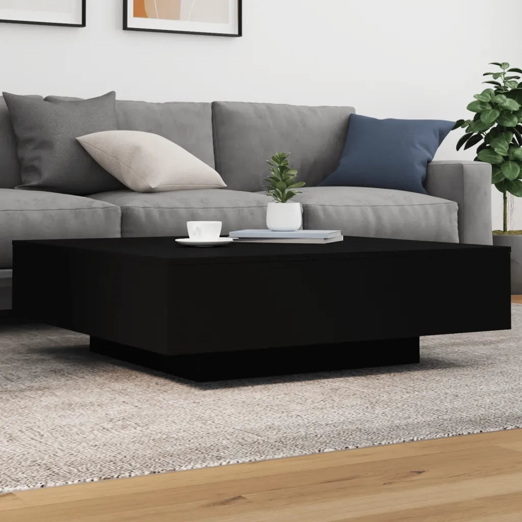 Tavolino da salotto | Tavolino da caff¨¨ | Tavolino da Soggiorno con Luci LED Nero 100x100x31 cm