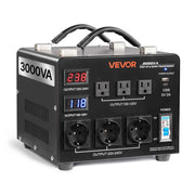 Trasformatore di Tensione Automatico 3000 VA 110V 220V Step-Up Step-Down, Convertitore con 3 Prese USA 3 Prese UE e Display LCD