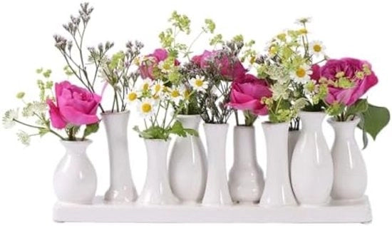 Set di 10 Vasi Ceramici Bianchi per Decorazione Interna