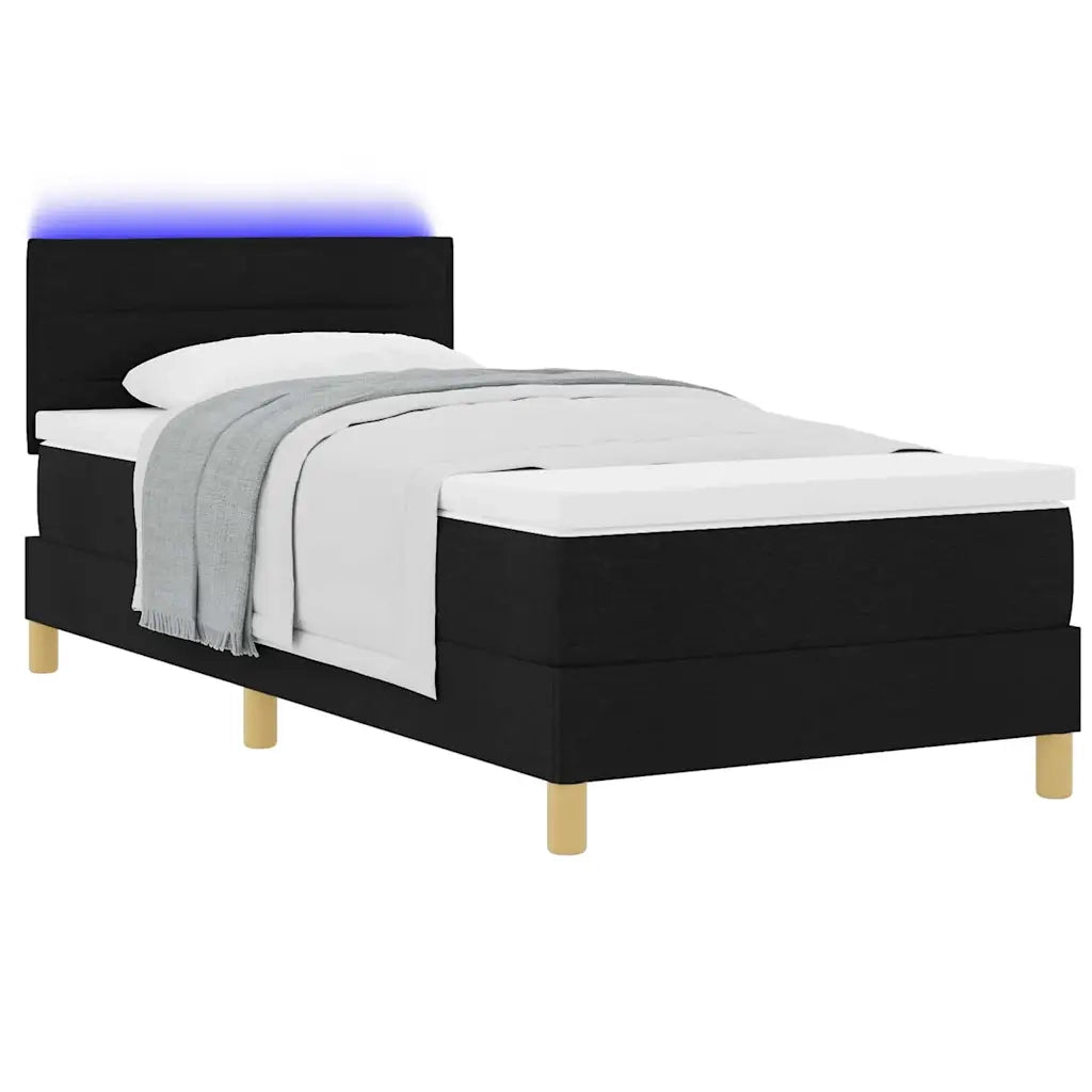 Letto a Sorgente LED con strisce LED Nero 100 x 200 cm Tessuto 3342340