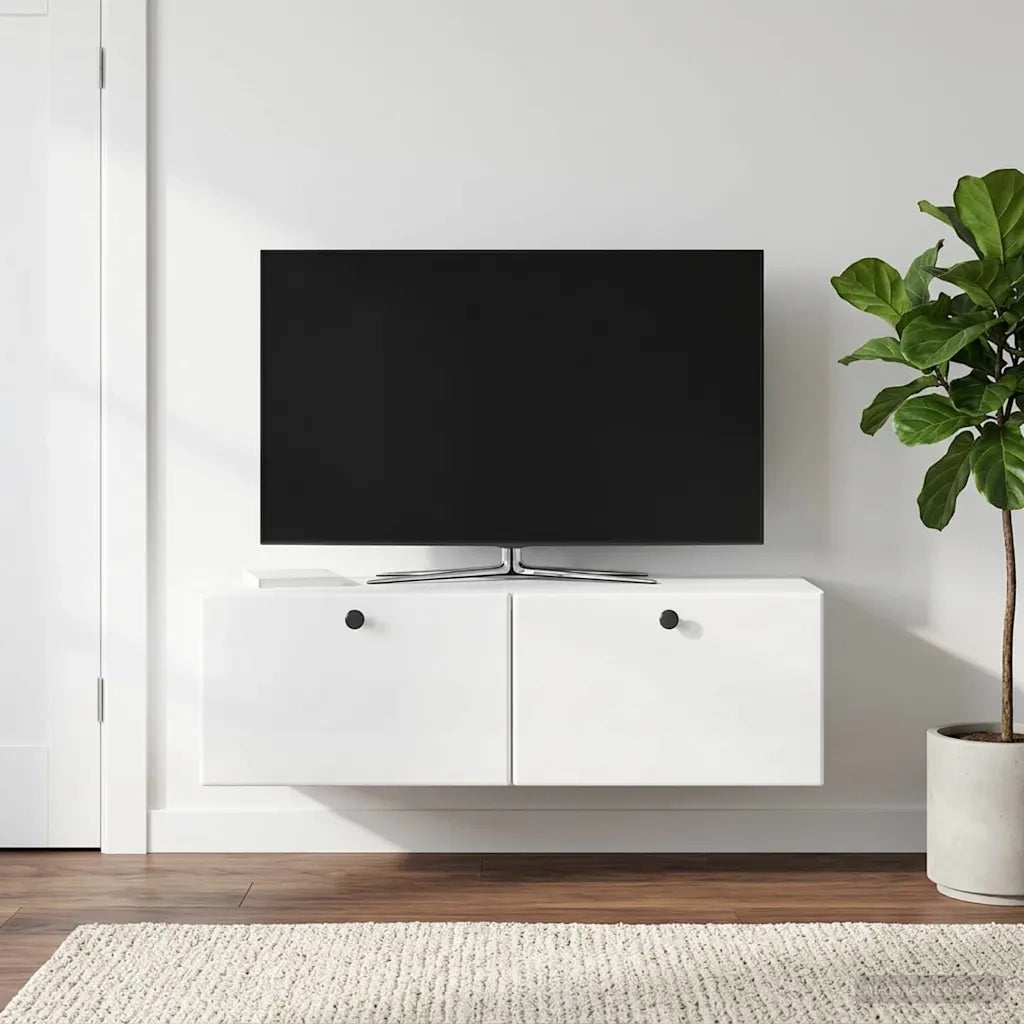 Mobile Porta TV da Muro 98 x 31 x 30 cm Bianco Lucido 899239