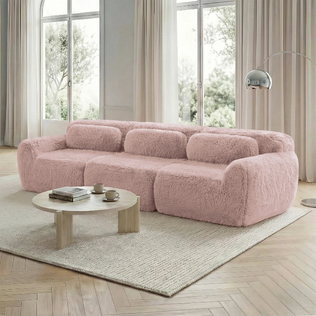 Divano a 3 posti in peluche - Zephmum- Modulare, antiscivolo, senza montaggio