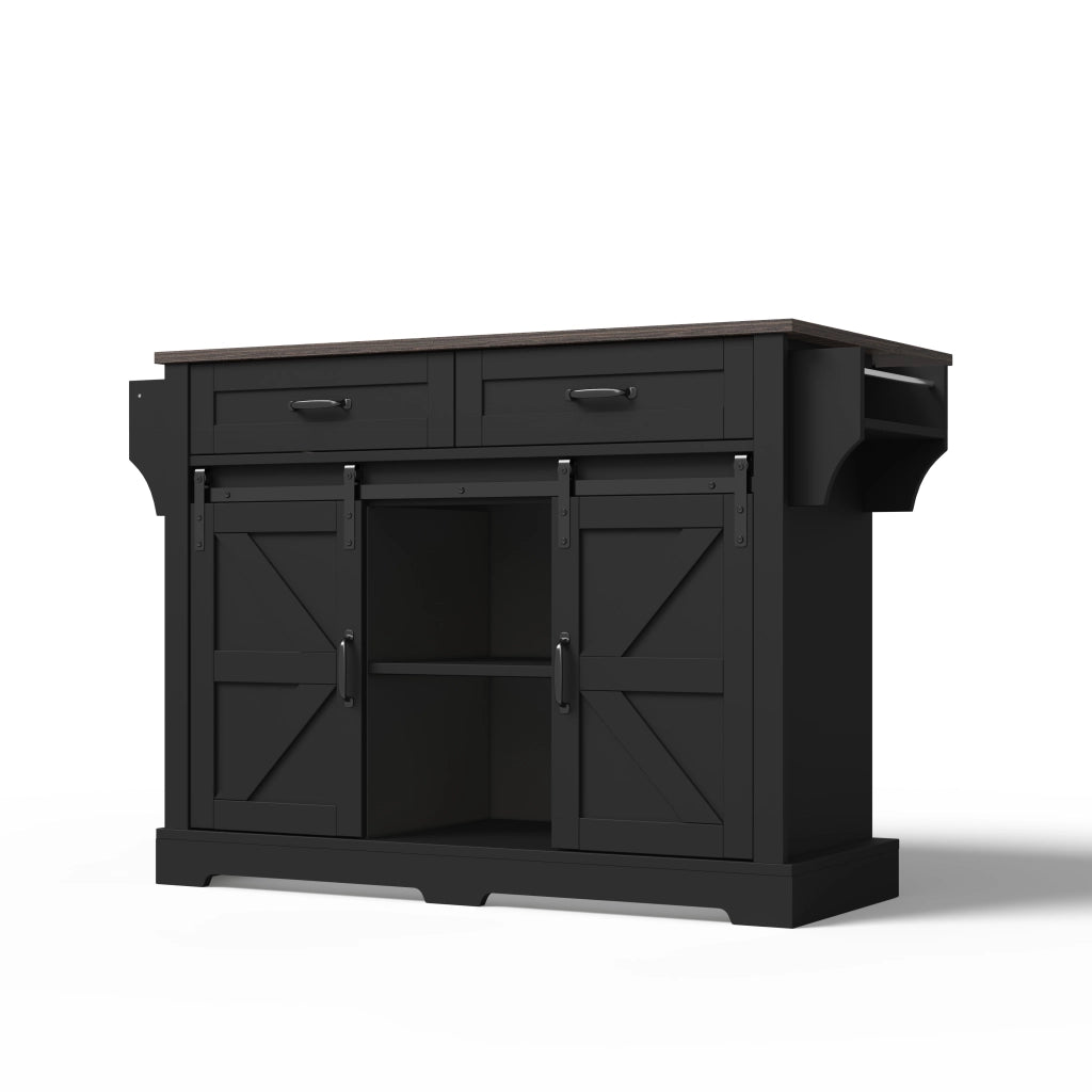 Isola Cucina Pieghevole con Cassetti ¨C MINIMAL ¨C Nero 120x45x91