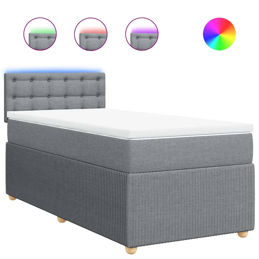 Letto singolo | Letto per adulti | Giroletto a Molle con Materasso Grigio Chiaro 80x200 cm Tessuto