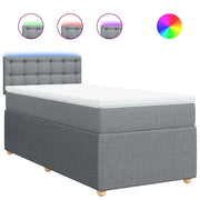 Letto singolo | Letto per adulti | Giroletto a Molle con Materasso Grigio Chiaro 80x200 cm Tessuto