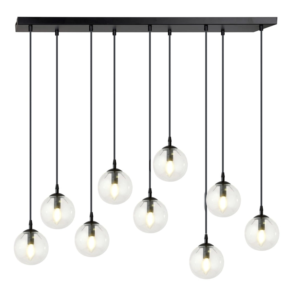 Emibig COSMO lampadario 9xE14 vetro trasparente nero