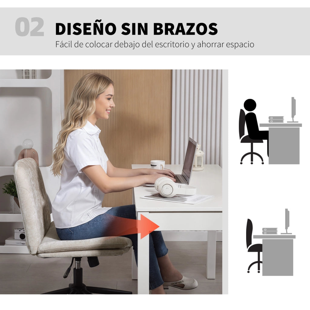 Sedia da Ufficio con Seduta Larga e Schienale Regolabile ¨C Zephmum ¨C Beige 50x50x110