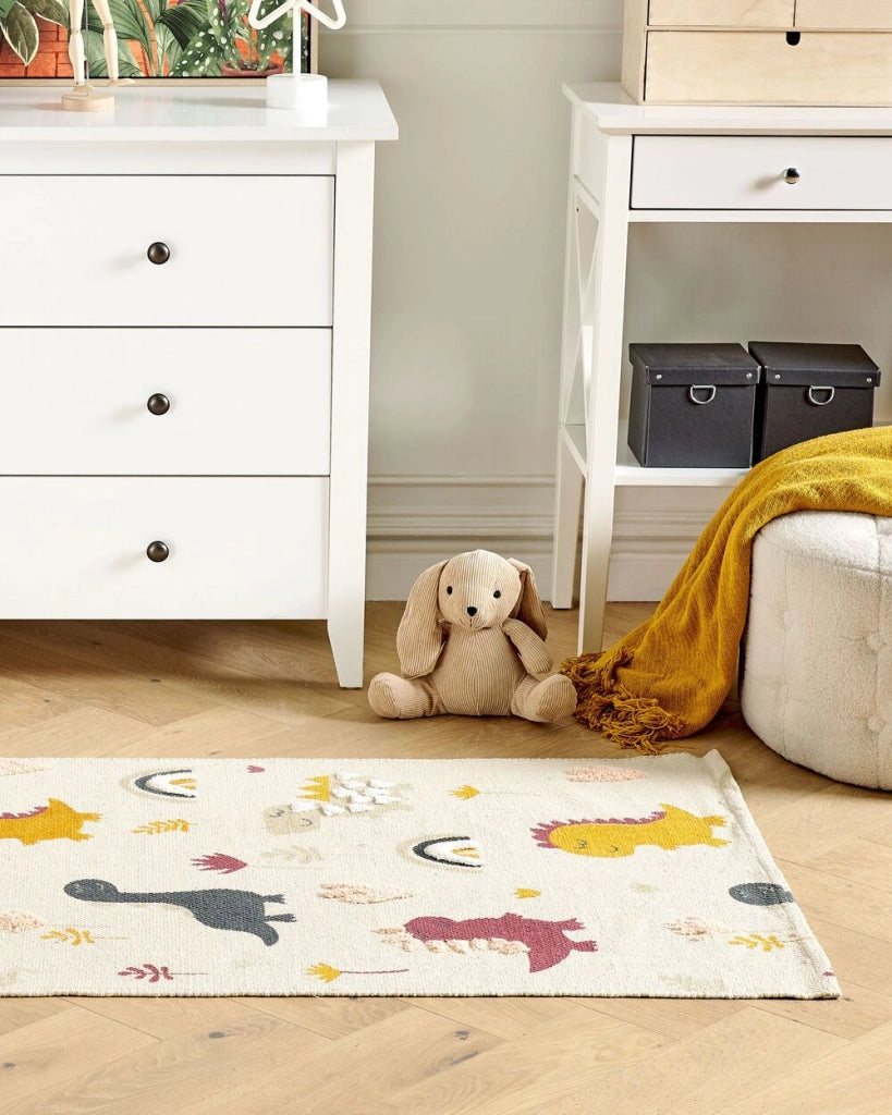 Tappeto per bambini in cotone con motivo natura 80 x 150 cm tessuto a mano multicolore cameretta camera dei bambini