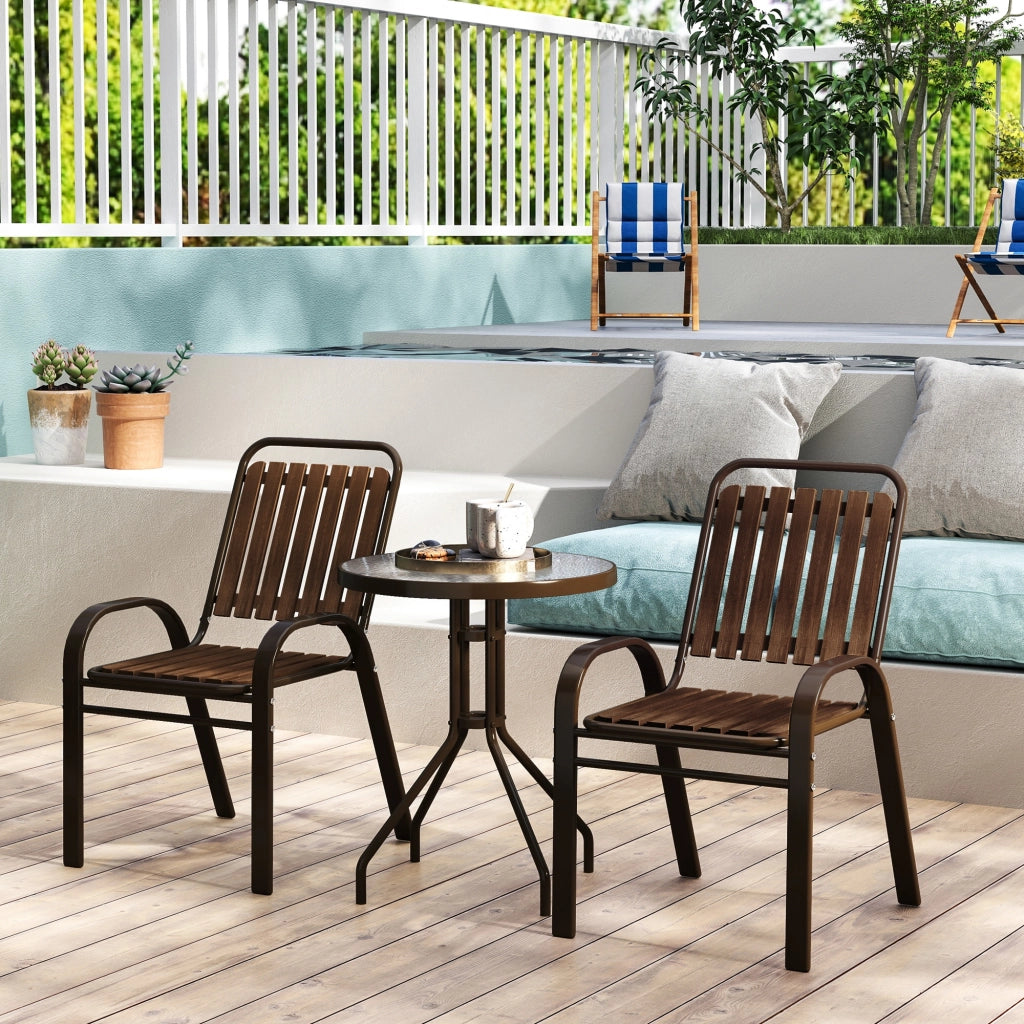 Set Giardino Esterno 3 Pezzi con 2 Sedie Pieghevoli e Tavolo Rotondo in Vetro ¨C Zephmum ¨C Grigio