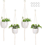 Cestello per piante - Cestelli Macramé Cestelli per piante appesi Decorazione per balconi e terrazzi - 4 pezzi (2 misure) con ganci