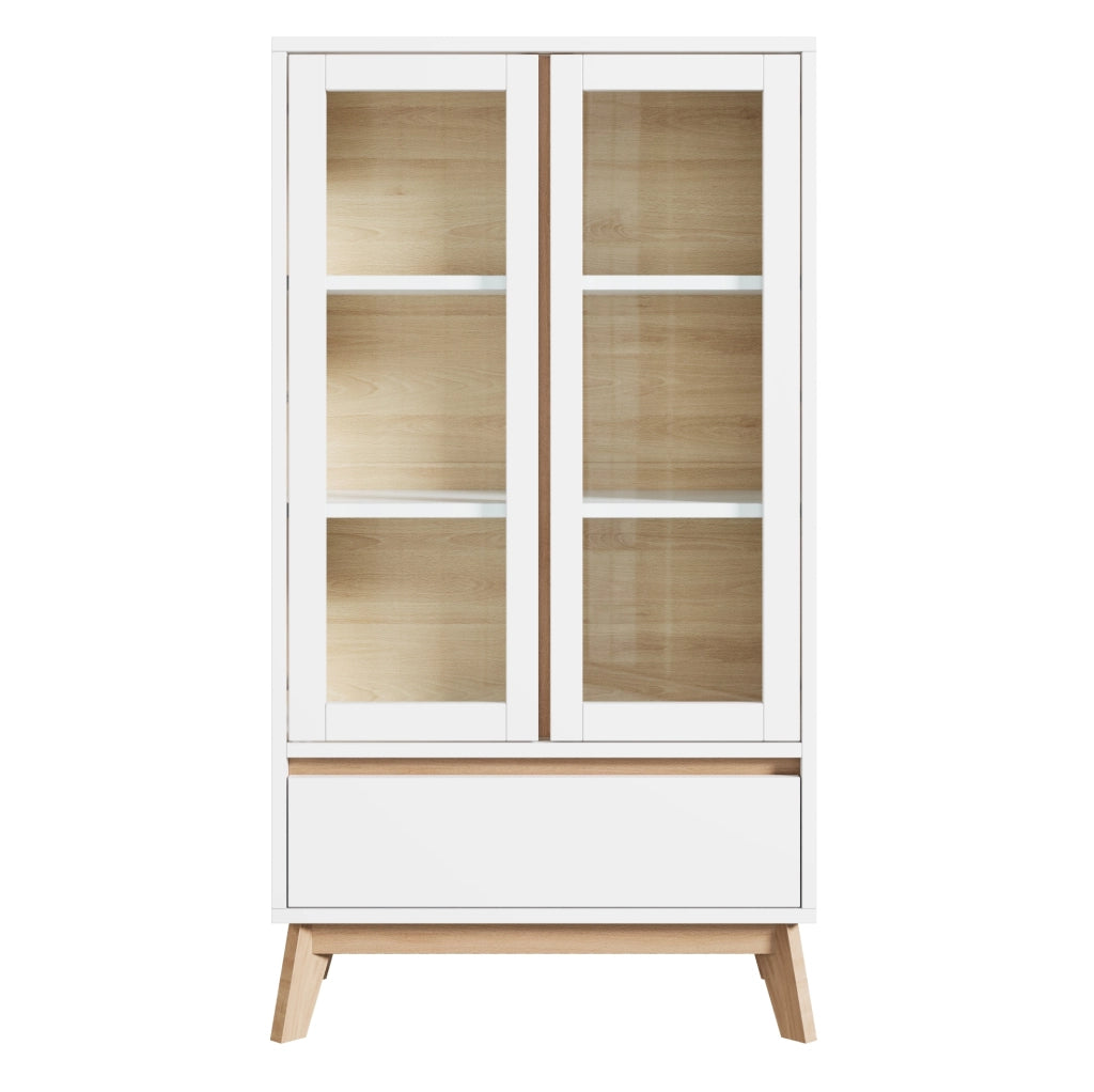 Credenza da cucina bianca e legno con cassetto, 80x40x150 cm