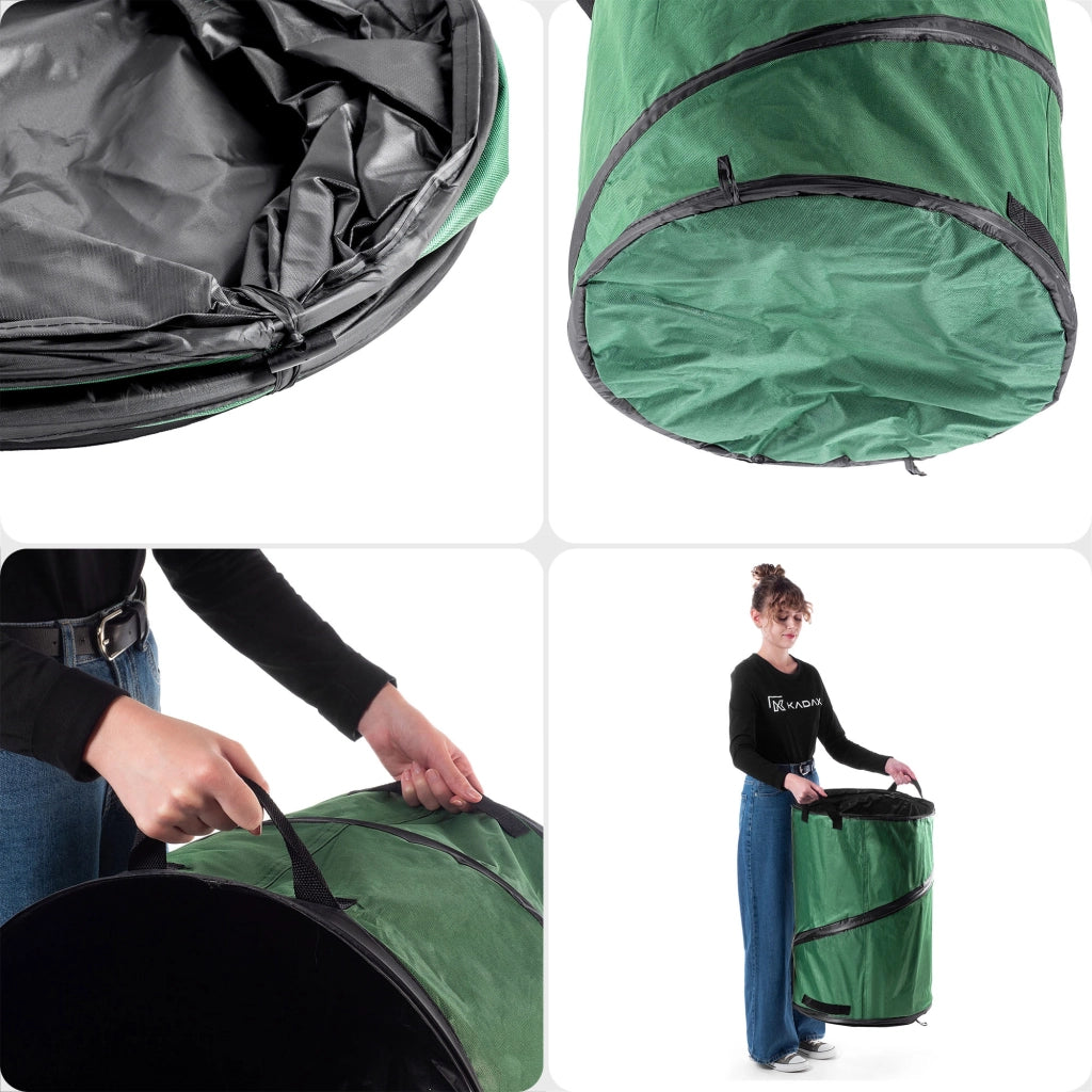 KADAX Sacchetto per foglie, rifiuti da giardino, pieghevole, resistente, con maniglie, 120 L