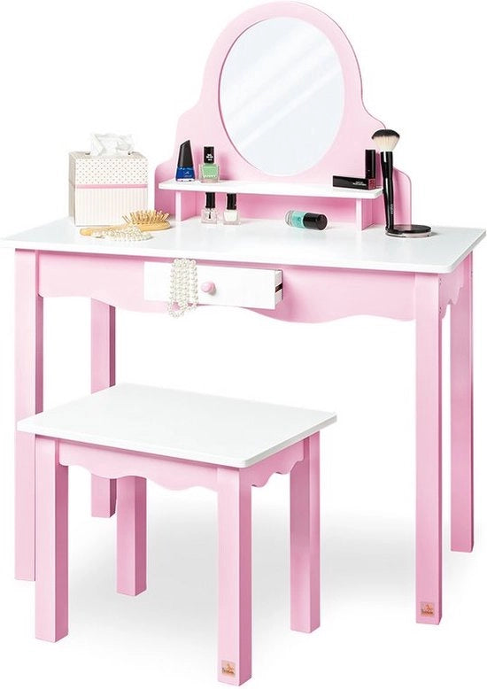 Set di Cassetta da Bellezza per Bambini - Tavolo 70x40x97cm, Sedile 37x28x33cm