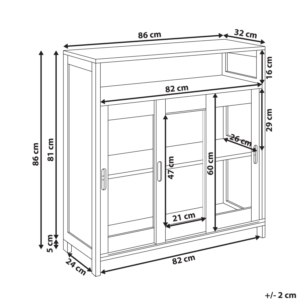 Credenza con vetro Bianco 3 ante Armadio Storage Moderno Minimalista