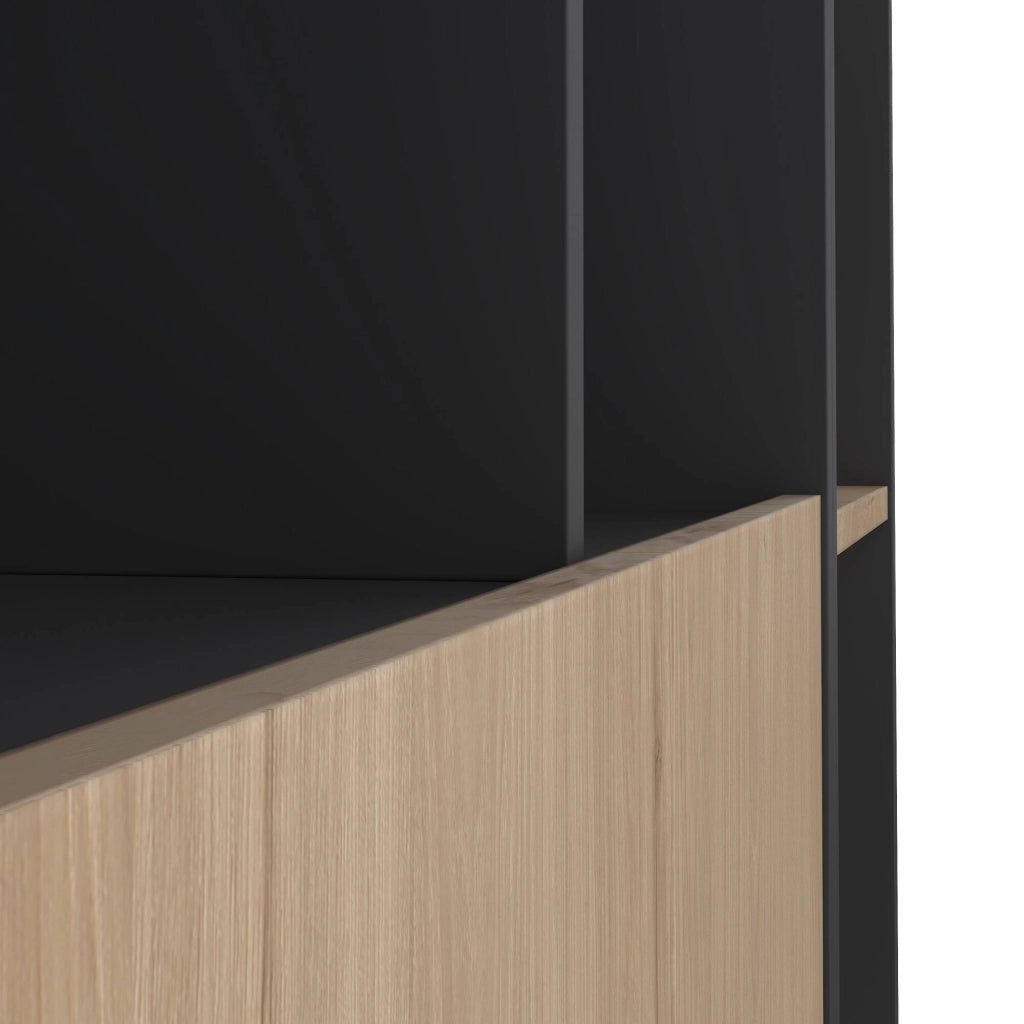 Parete attrezzata Litvjak, Composizione soggiorno, Mobile salotto multiuso, Armadio porta TV, 241x34 h205 cm, Rovere e Grigio