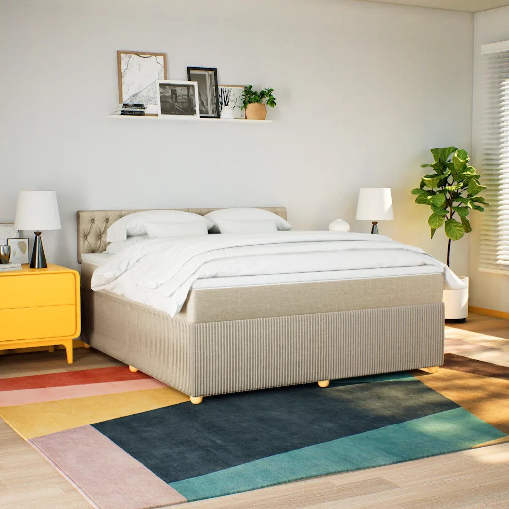 vidaXL Giroletto a Molle con Materasso Crema 180x200 cm in Tessuto