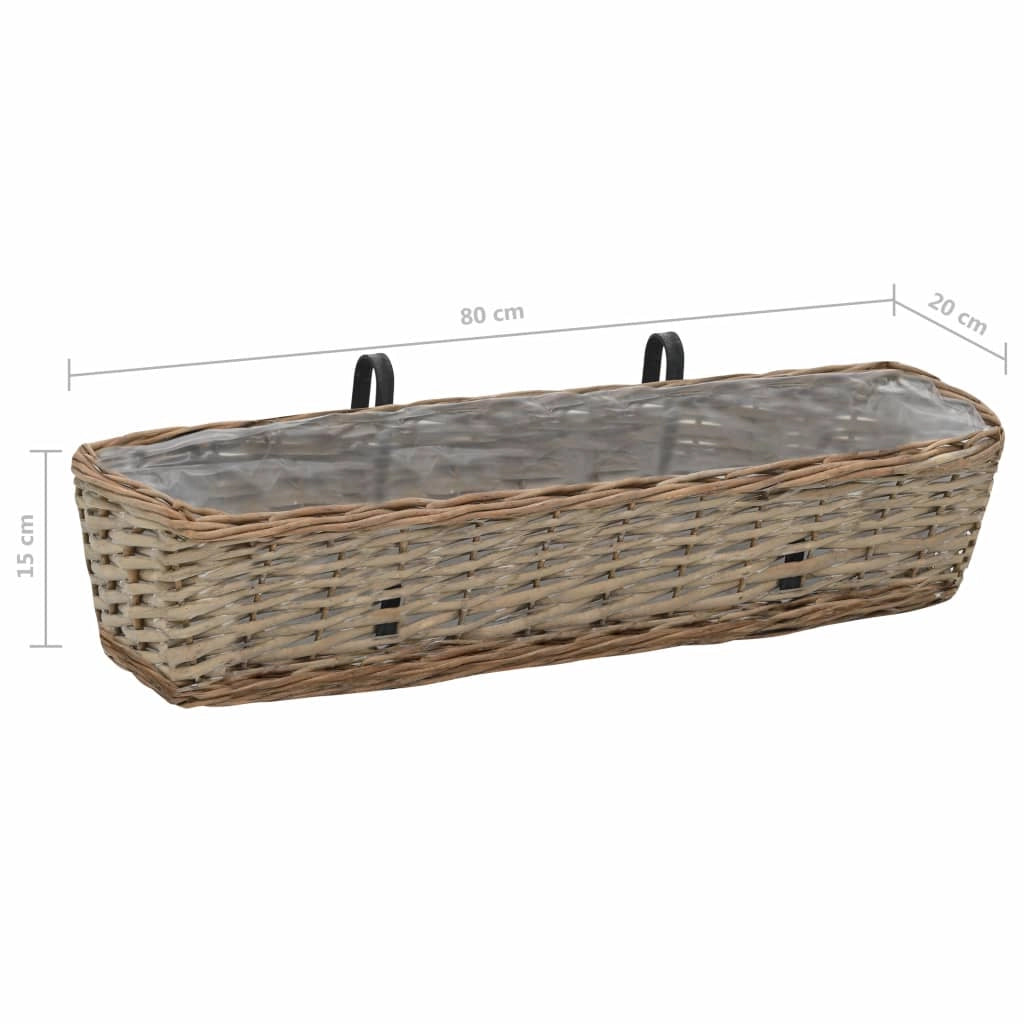 Set di 2 fioriere da balcone in vimini con rivestimento in PE 80 cm marrone 02_0000886