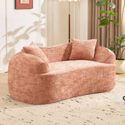Divano 2 posti arrotondato 170x87x65 cm in tessuto rosa, senza montaggio –