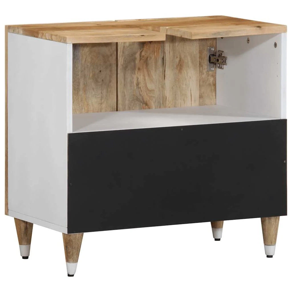 Elegante mobiletto da bagno retrò 62 x 33 x 58 cm pratico contenitore in legno massello di mango 02_0057849