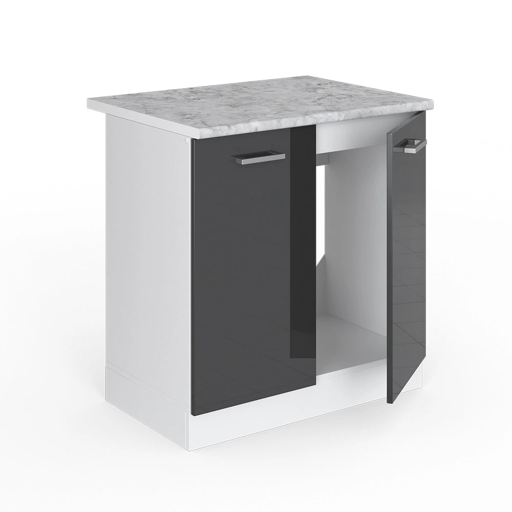 Vicco Base per lavello Antracite lucido 80 cm con ante, con piano di lavoro