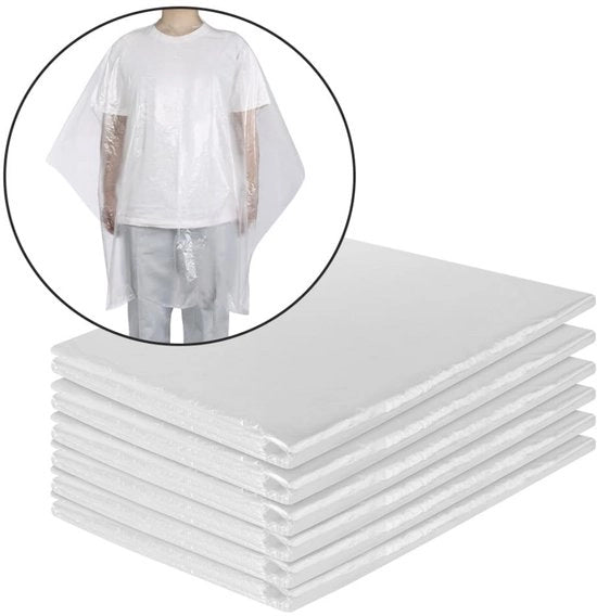 Set di mantelli per capelli da taglio in plastica impermeabile per adulti e bambini 50 pz 130 x 110 cm