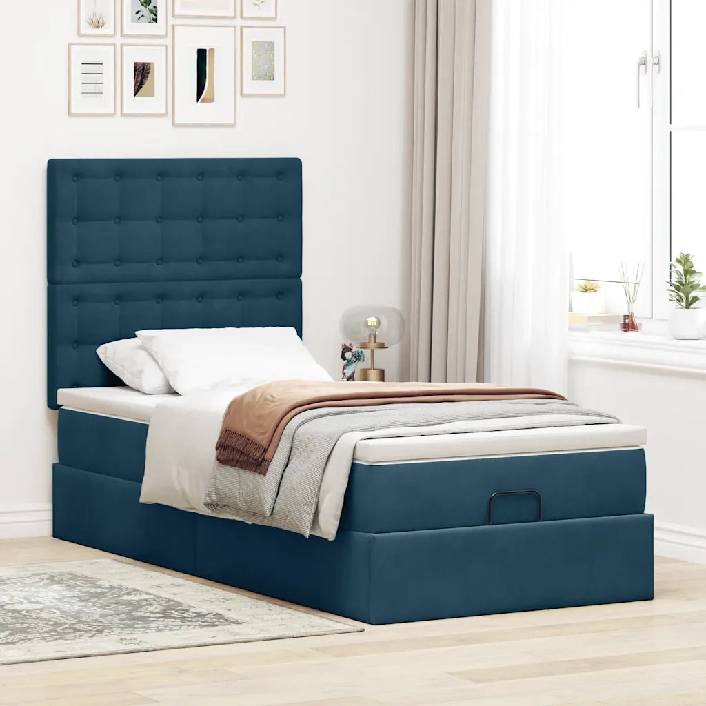 Struttura Letto Pouf con Materassi 100x200 cm Velluto
