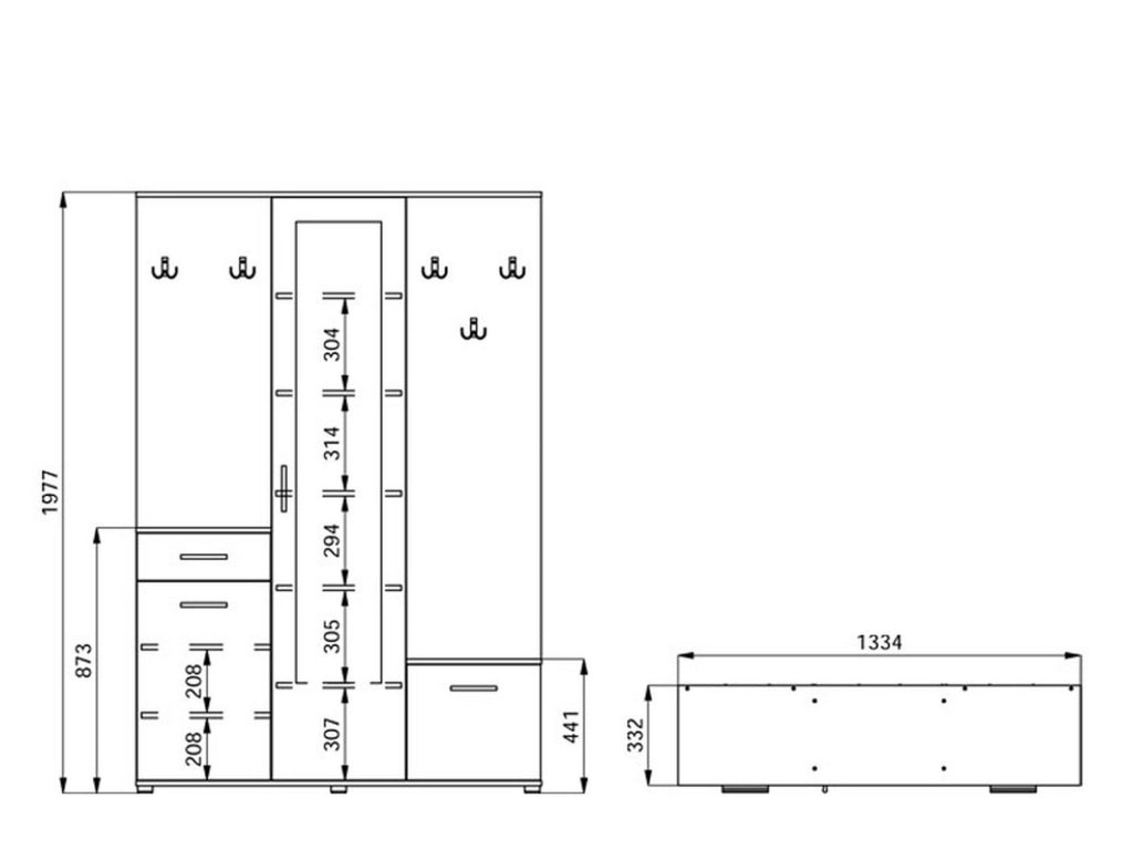 Volpara, Mobile da Ingresso Specchio Incluso, 133.5x33x197.5h cm Marrone Rovere