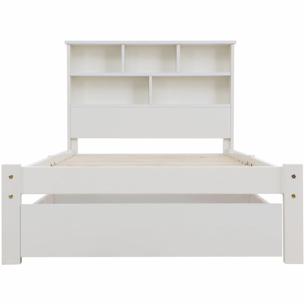 Letto Singolo in Legno Massello con Cassetti e Rete a Doghe ¨C MINIMAL ¨C Bianco 90x200