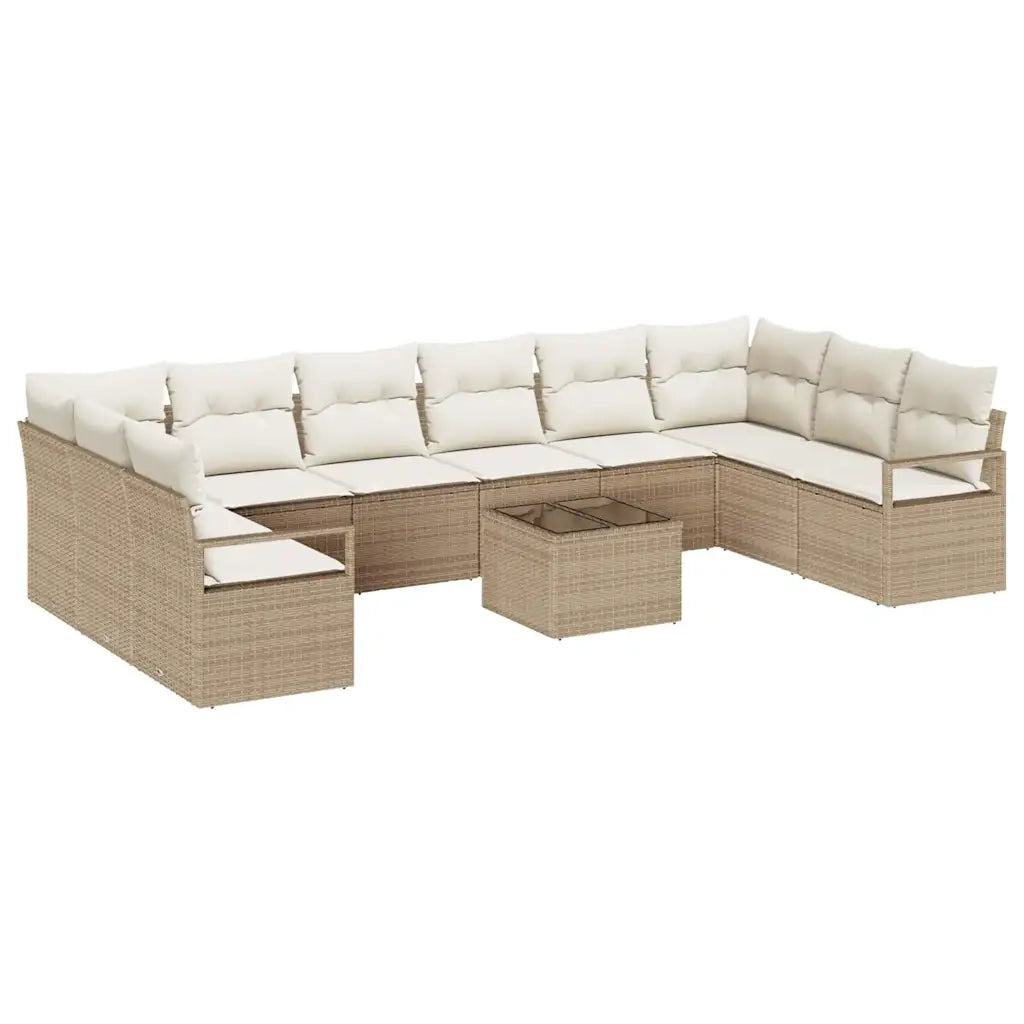 Set Divano da Giardino 11 pcs Beige e Crema polyrattan 3355240