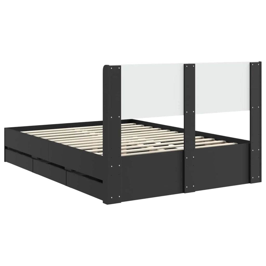 Struttura del letto con stoccaggio e testata Nero 140 x 200 cm 3414300