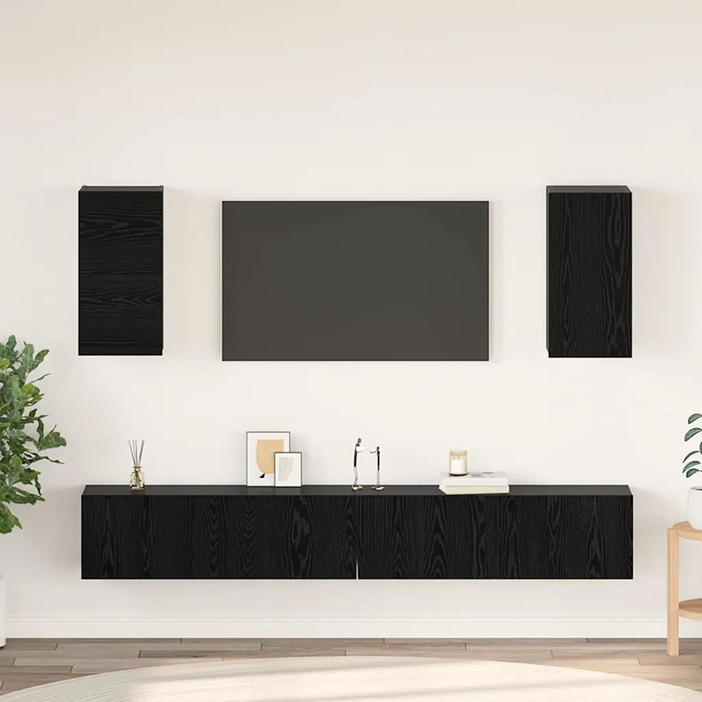 Mobile TV da Parete 3 pcs 100 x 30 x 30 cm Rovere Nero 3393346