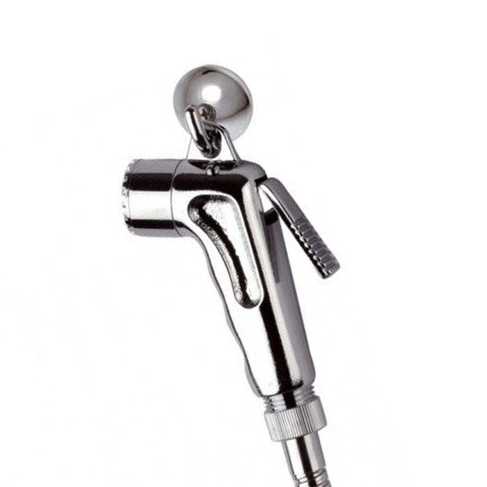 Set doccetta bidet eco con doccia a pulsante, flessibile, rubinetto e gancio cromato