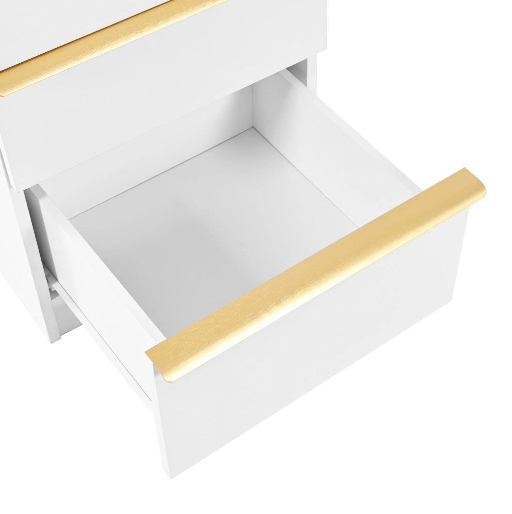 Toeletta 100x41.5x102 cm con specchio LED dimmerabile e 6 cassetti in truciolare bianco