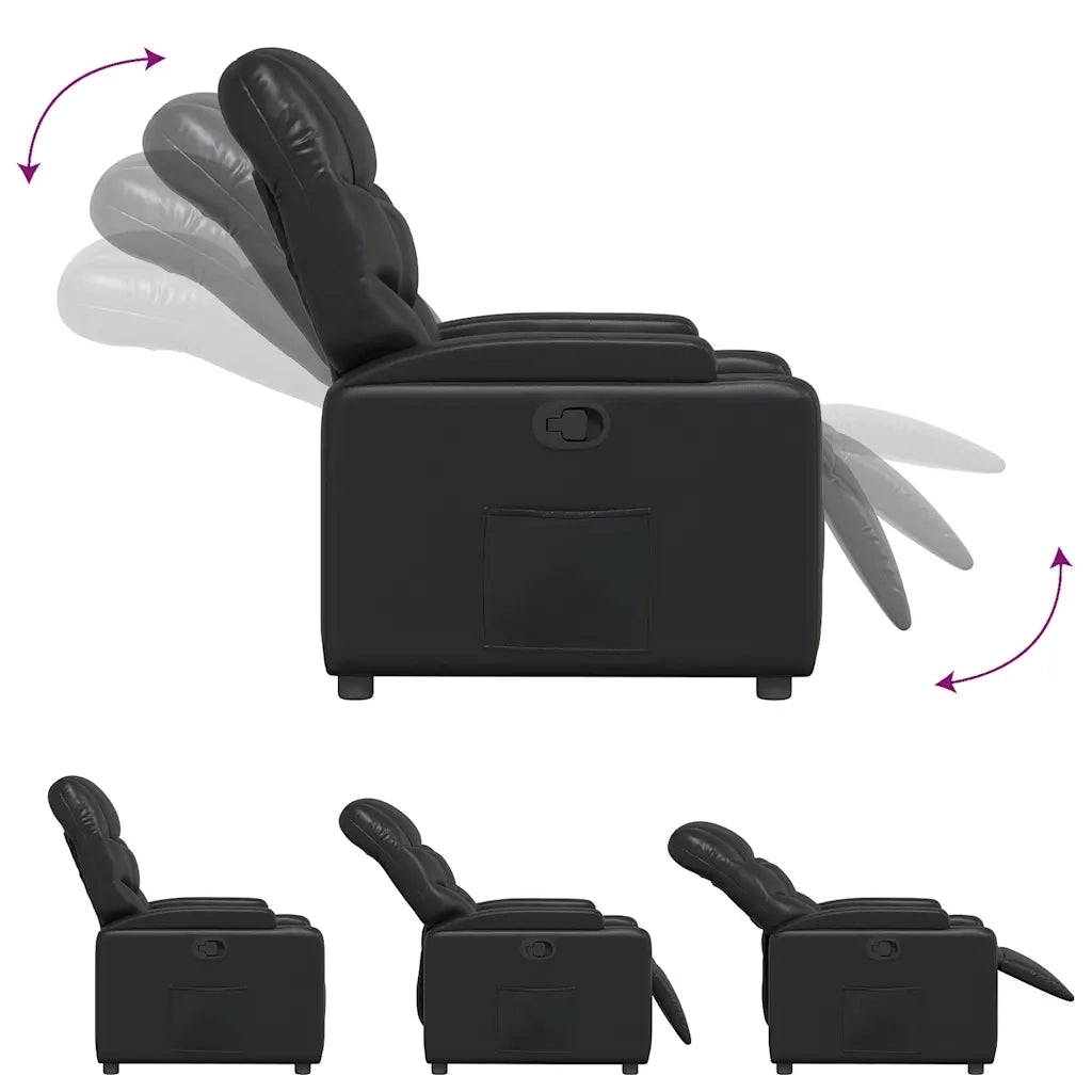 Divano Sedia-Poltrona reclinabile nera in similpelle 668754