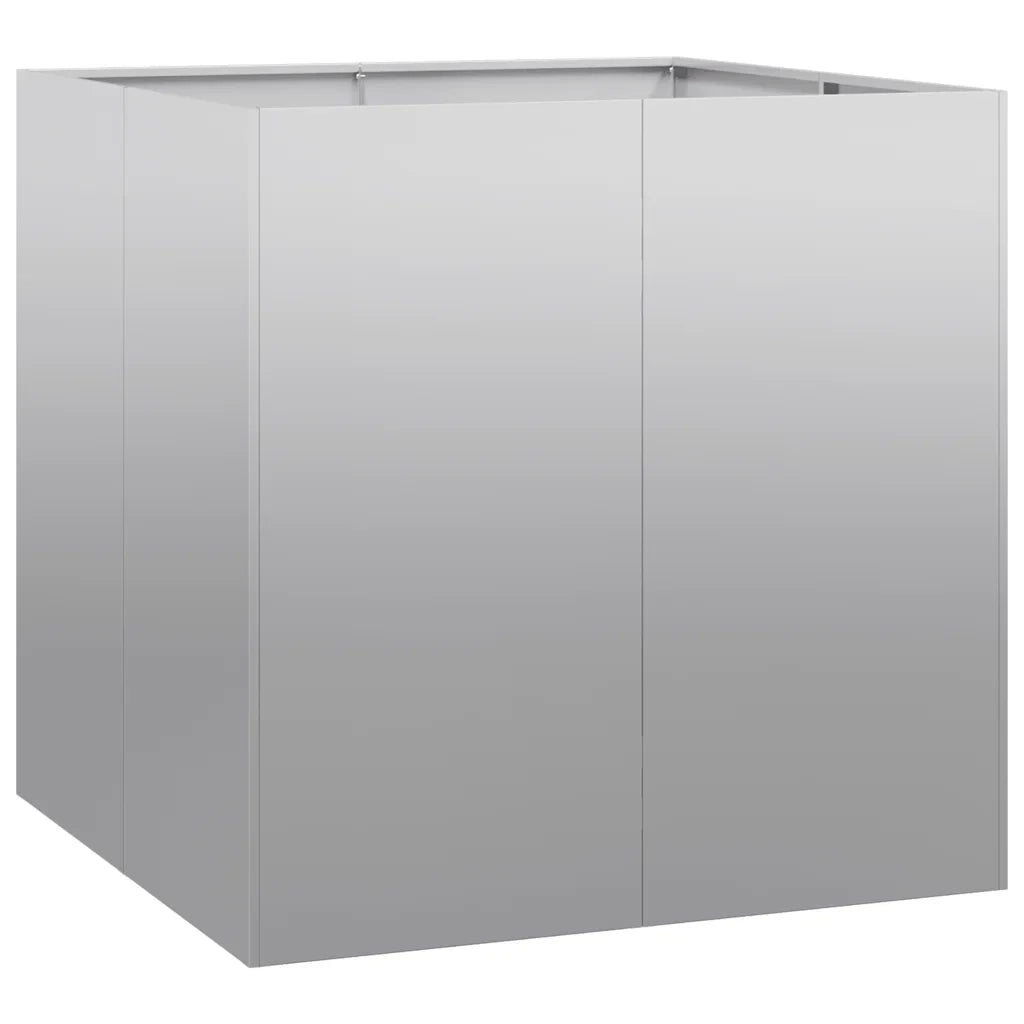 Fioriera quadrata dal design moderno 80 x 80 x 80 cm ideale per esterni giardino balcone realizzata in acciaio zincato grigio 02_0051567
