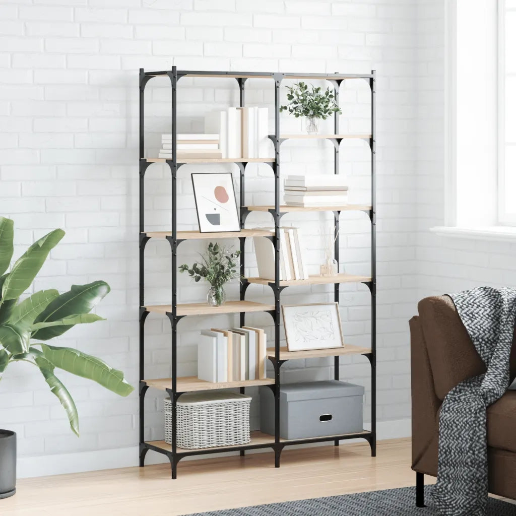 Libreria-Scaffale per Libri-Mobile di Stoccaggio Rovere Sonoma 100x32x170 cm Legno Multistrato e Ferro