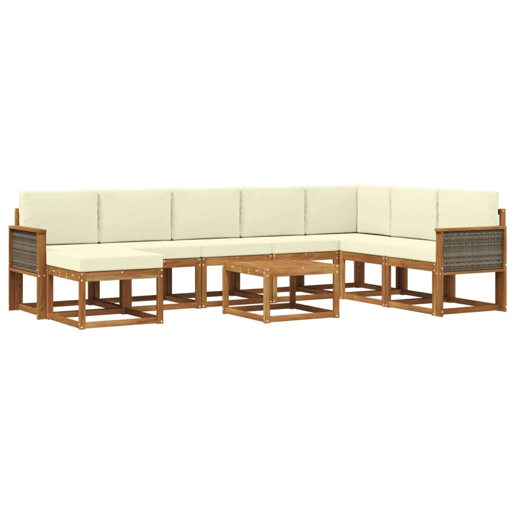 Set di divani da esterno con cuscino 9 pcs Naturale e Crema