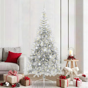 Albero di Natale artificiale con luci integrate Argento 210 cm