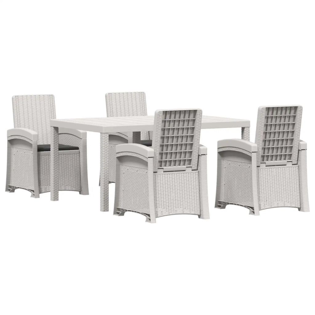 Set da Pranzo per Giardino 5 pz Bianco e Antracite PP 3430128