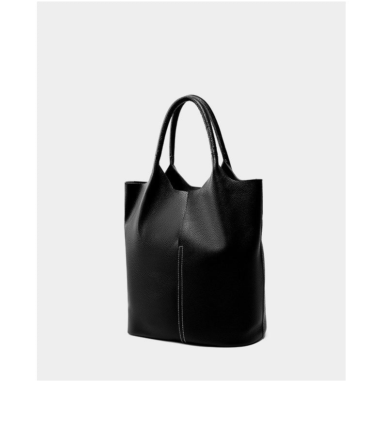 Borsa tote da donna di grande capacit¨¤ in vera pelle morbida, nera