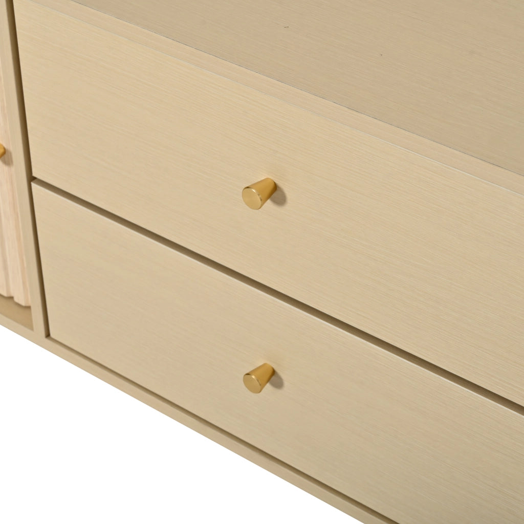 Mobile TV con 2 ante; 2 cassetti e passacavi - per soggiorno - 180×40×58 cm - naturale