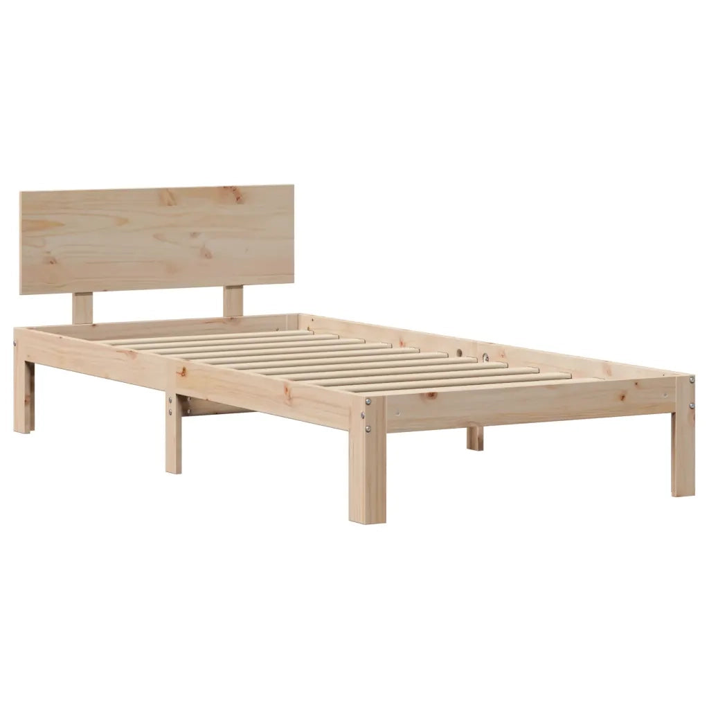 Giroletto con Testiera 90x200 cm in Legno Massello di Pino 3306080