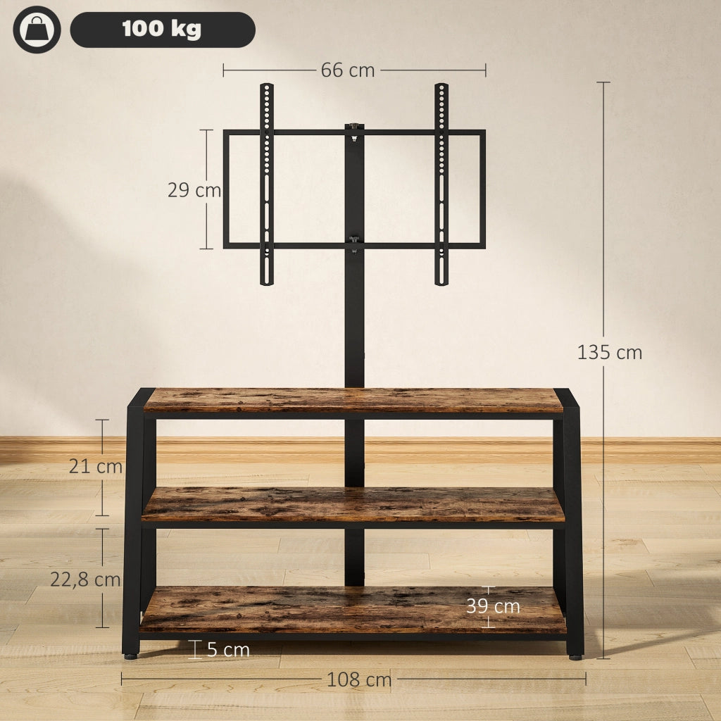 Mobile TV con supporto per televisori 32-70 pollici ¨C zephmum ¨C marrone 108x41x135 cm