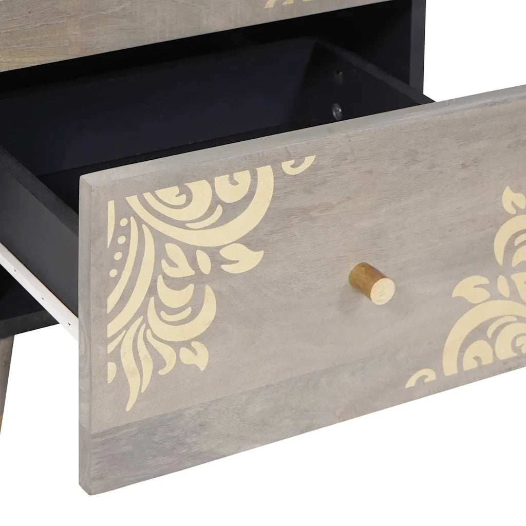 Credenza Grigio e Oro 40 x 33 x 75 cm Legno di mango massello 4018795