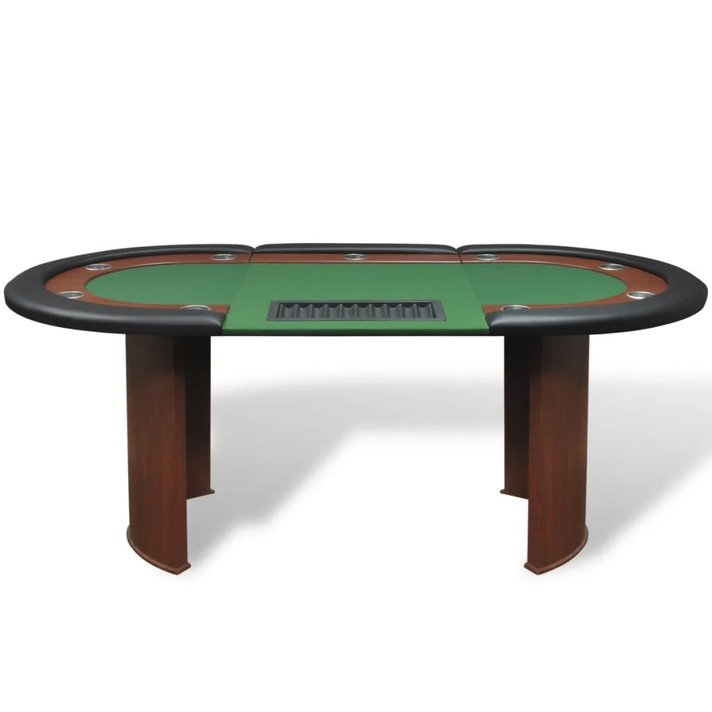 Tavolo Poker 10 Giocatori Postazione Dealer Vassoio Chip Verde 80133