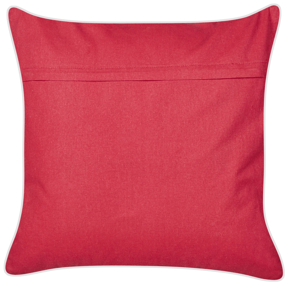 Set di 2 cuscini in velluto di cotone rosso fatto a mano con ricamo di scrittura quadrato 45 x 45 cm sfoderabile con imbottitura